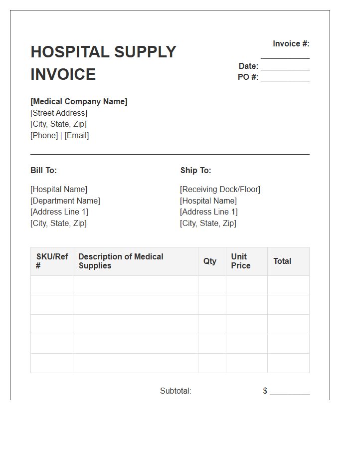 Hospital Supply Sales Invoice Template