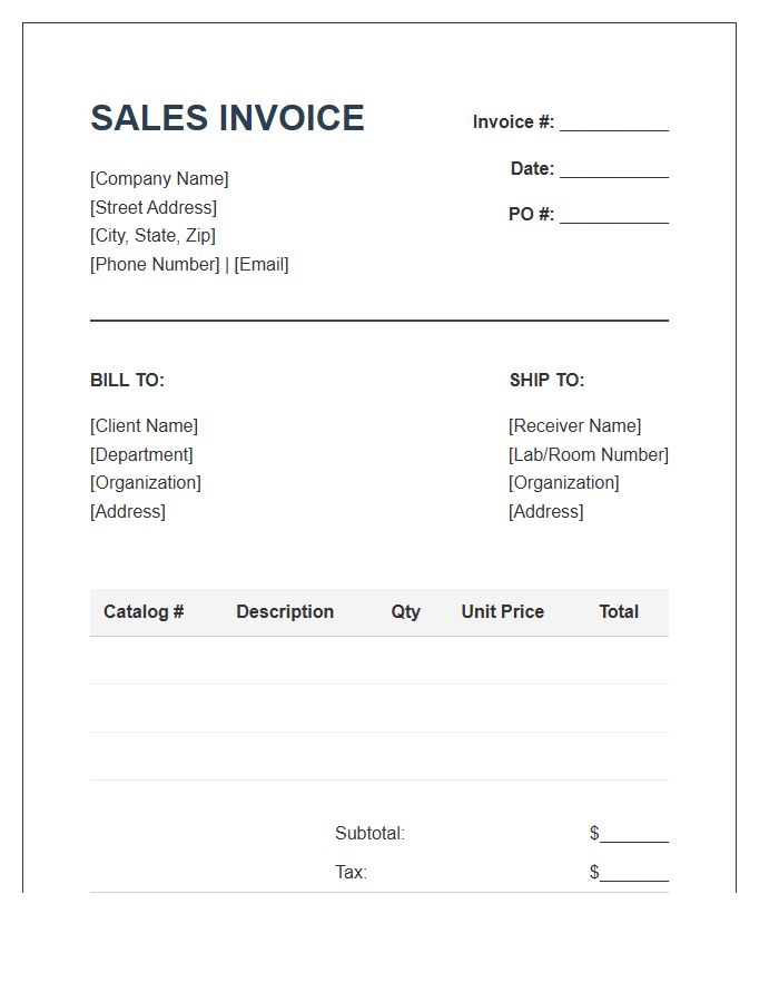 Laboratory Equipment Sales Invoice Template