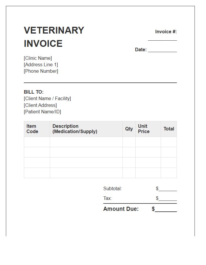Veterinary Medical Supply Invoice Template
