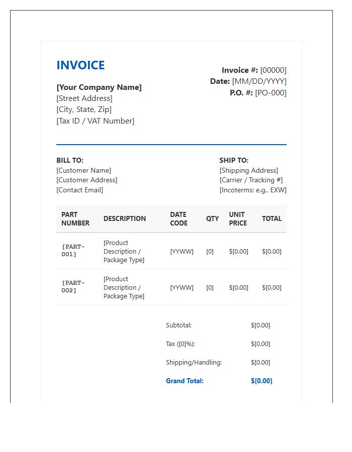 Active Semiconductor Device Invoice Template