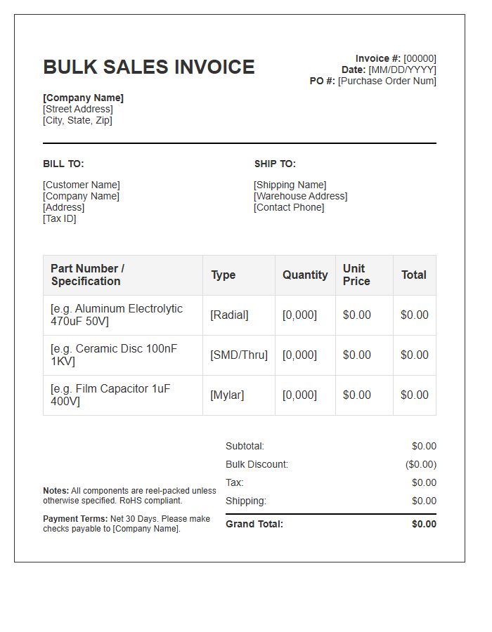 Capacitor Bulk Sales Invoice Template