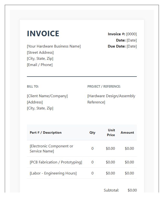 Electronic Hardware Professional Invoice Template