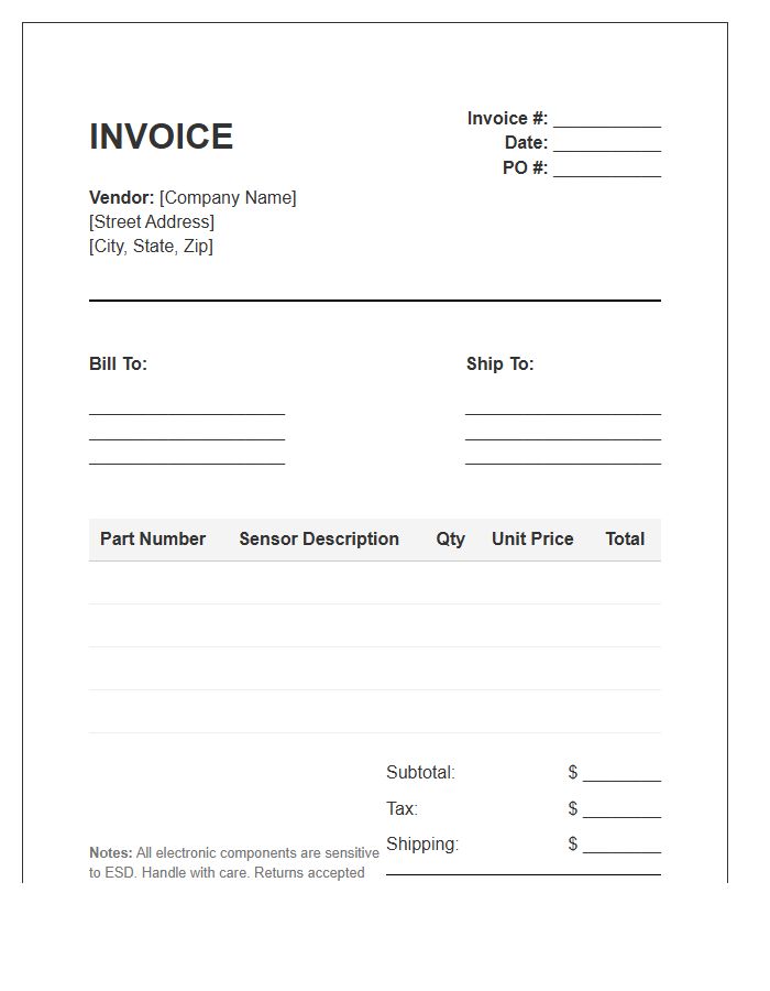 Electronic Sensor Inventory Invoice Template