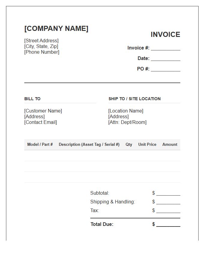 Electronic Testing Equipment Invoice Template