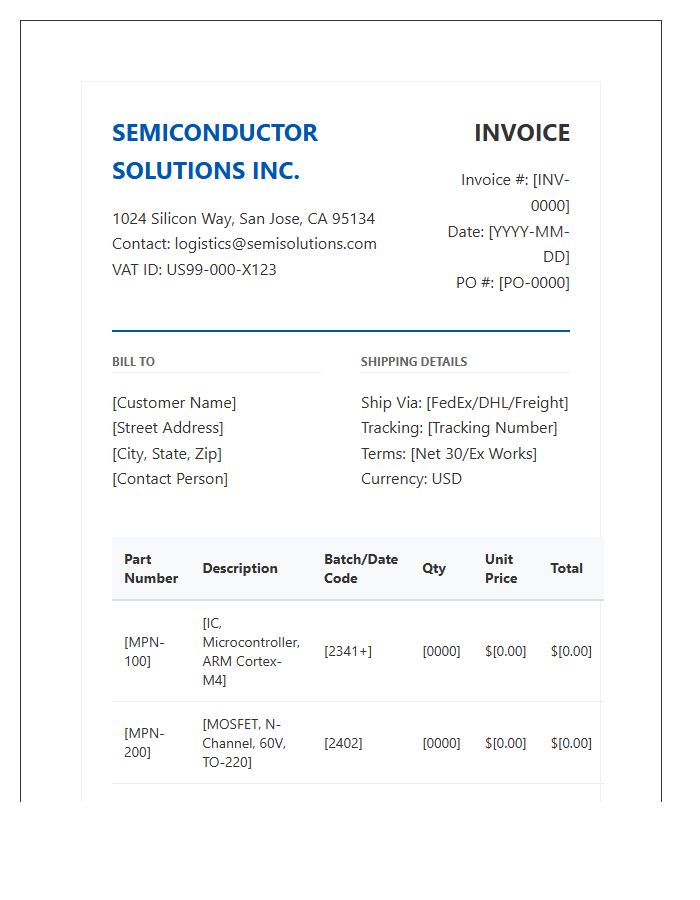 Semiconductor Wholesale Invoice Template