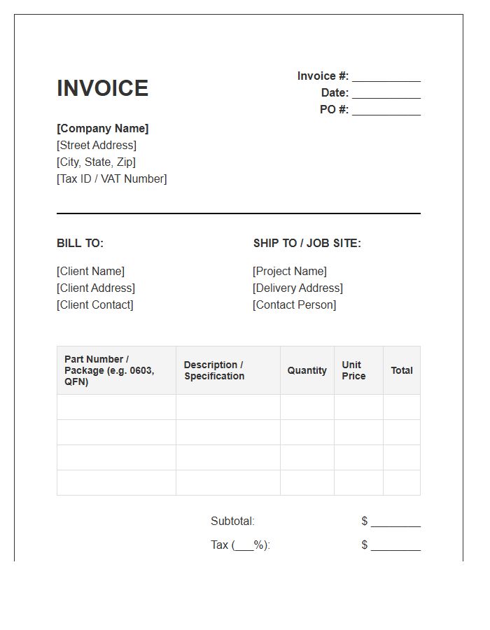 Surface Mount Device Invoice Template