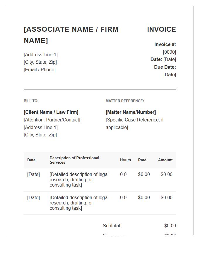 Law Firm Associate Consulting Invoice Template