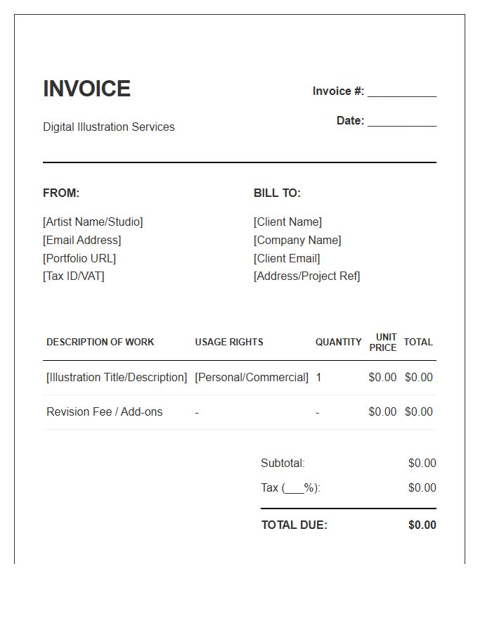 Digital Illustration Sale Invoice Template