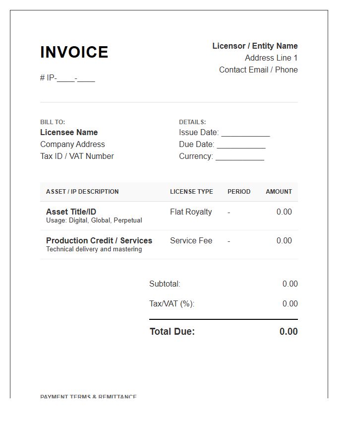 Intellectual Property Digital Invoice Template