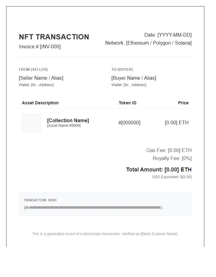 NFT Transaction Invoice Template