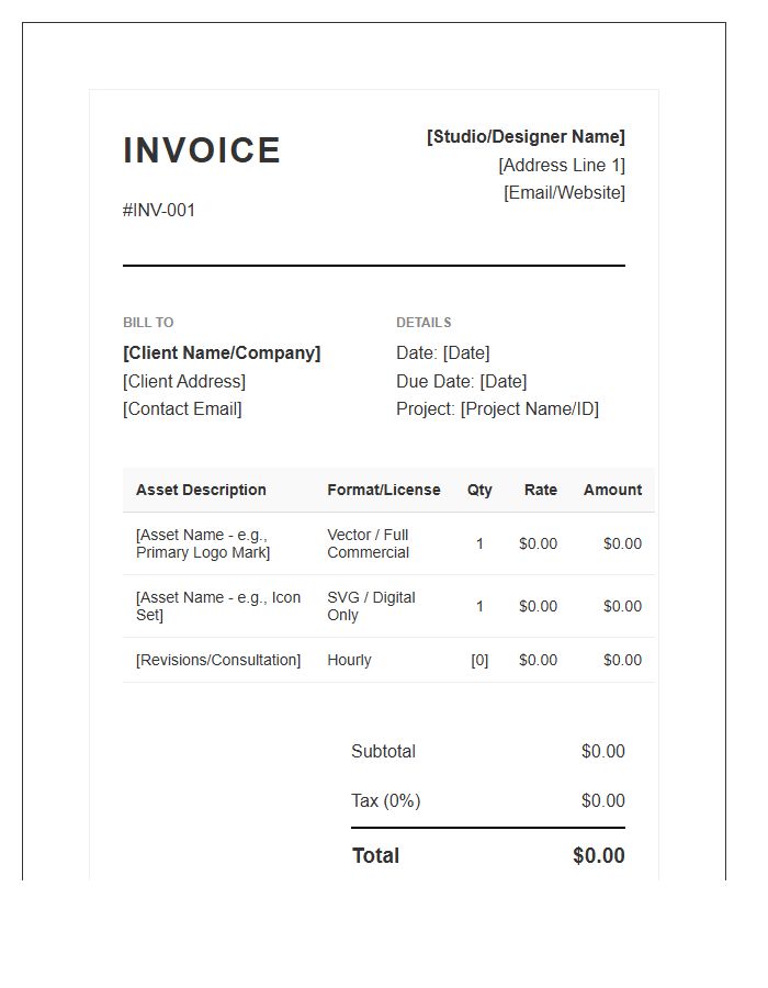 Professional Graphic Asset Invoice Template