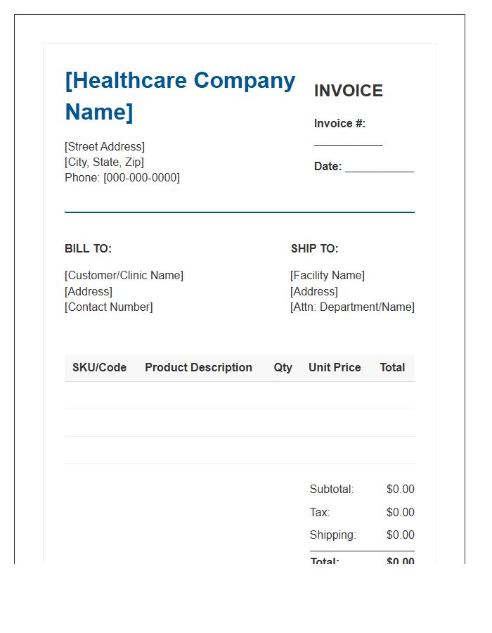 Healthcare Product Sales Invoice Template