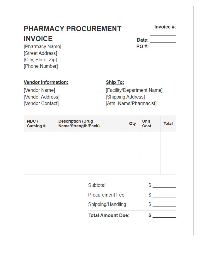 Pharmacy Procurement Service Invoice Template