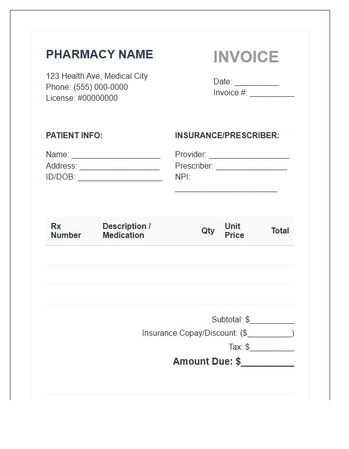 Retail Pharmacy Billing Invoice Template