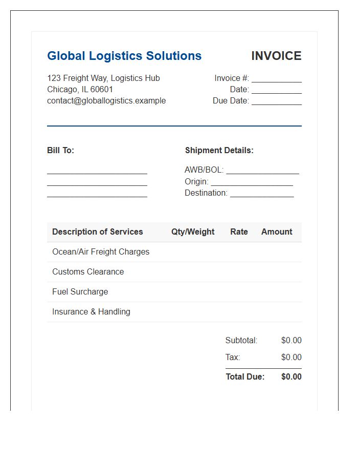 Global Logistics Solutions Invoice Template