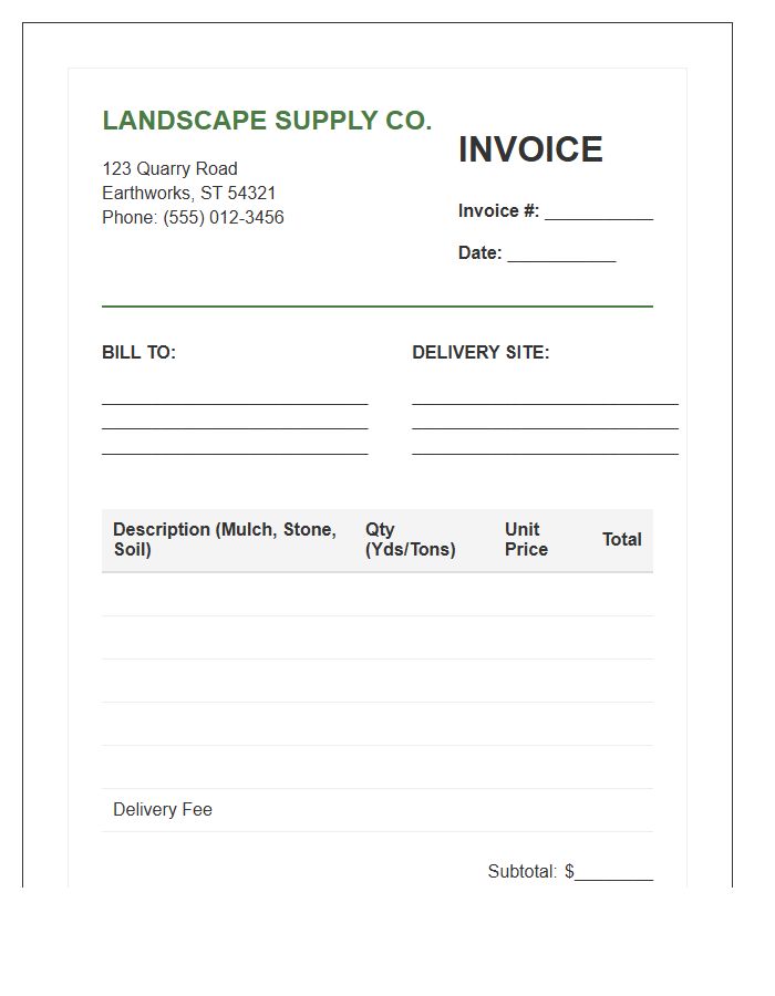 Landscaping Material Retail Invoice Template