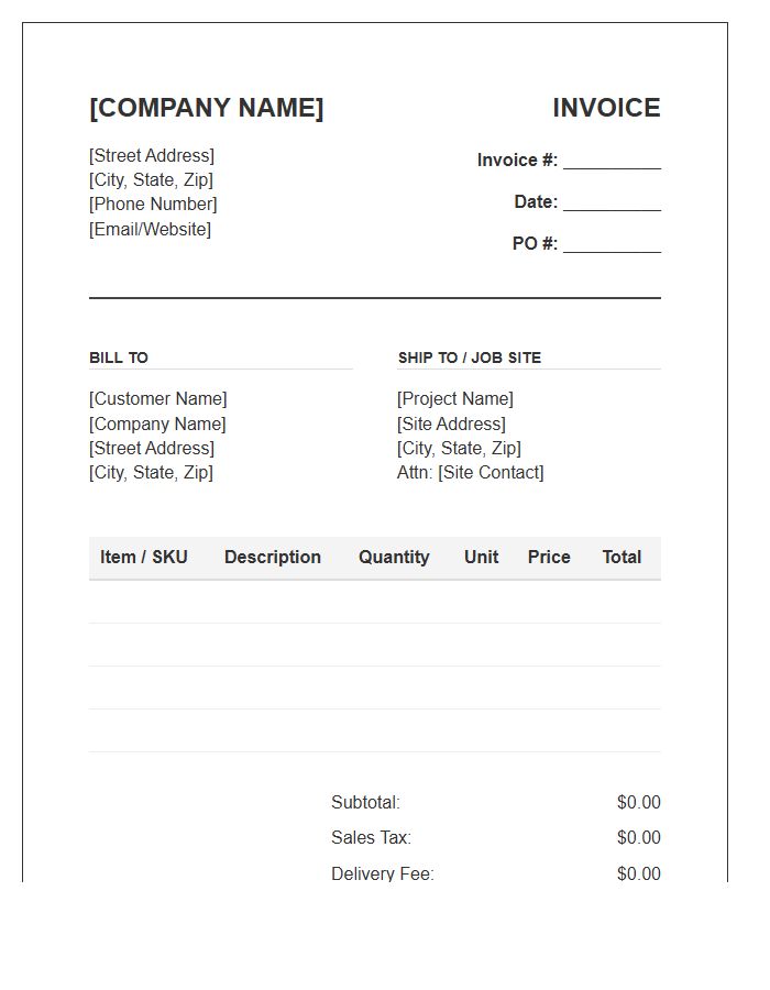 Wholesale Building Material Invoice Template