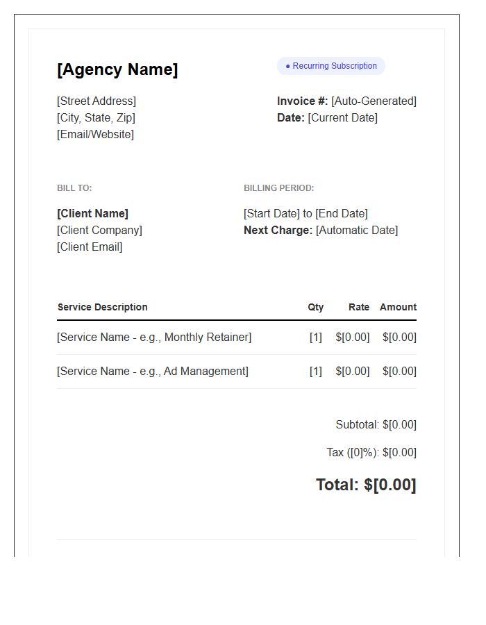 Automated Recurring Invoice Template For Agencies