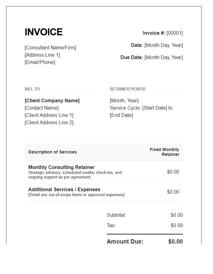 Consultant Monthly Retainer Invoice Template