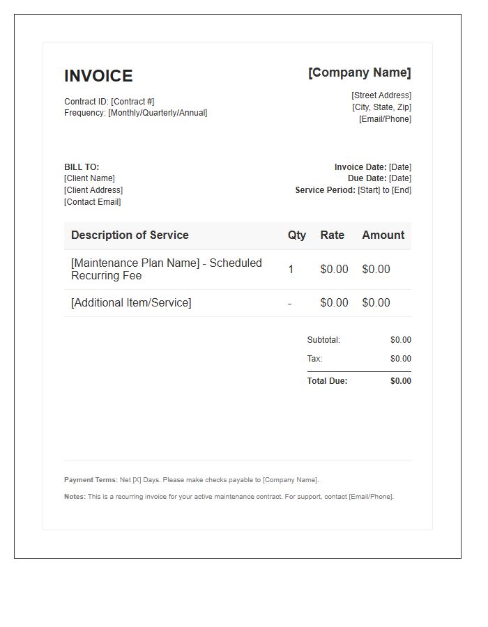 Maintenance Contract Recurring Invoice Template