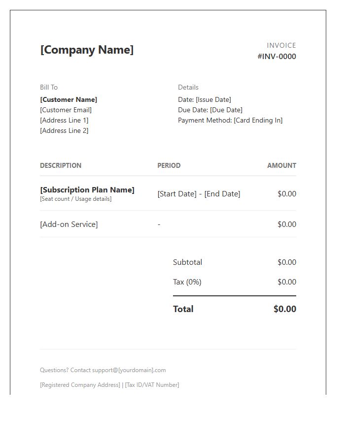 SaaS Subscription Invoice Template Design