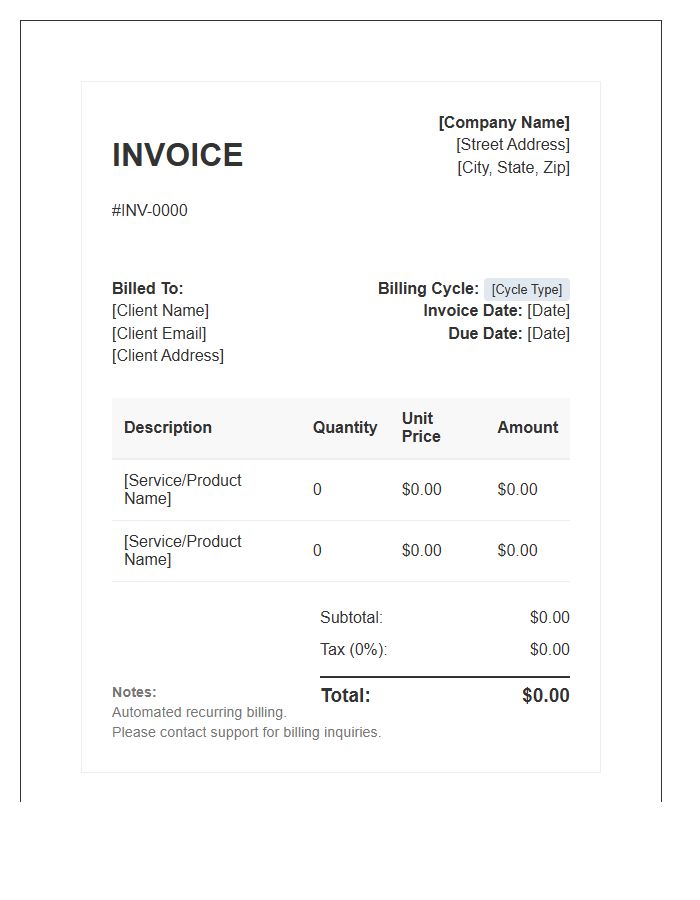 Automated Billing Cycle Invoice Template System