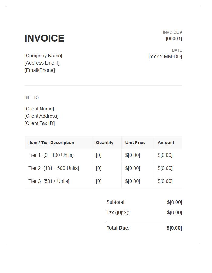 Automated Tiered Pricing Invoice Template Model