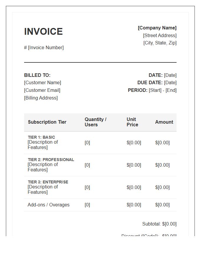 Multi Tier Subscription Invoice Template Draft