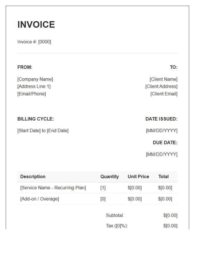 Recurring Billing Cycle Invoice Template Guide