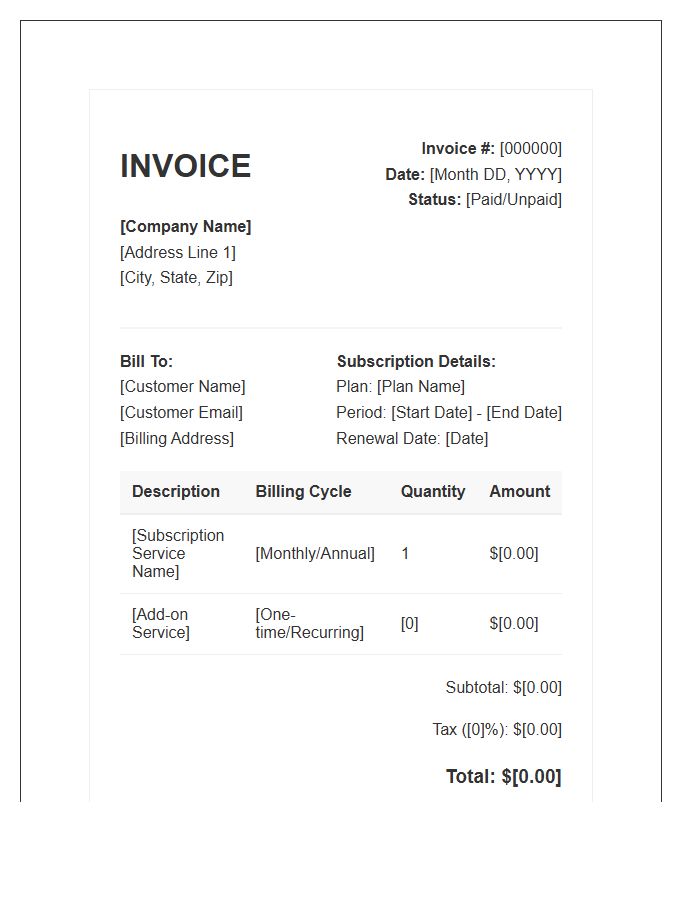 Subscription Management System Invoice Template