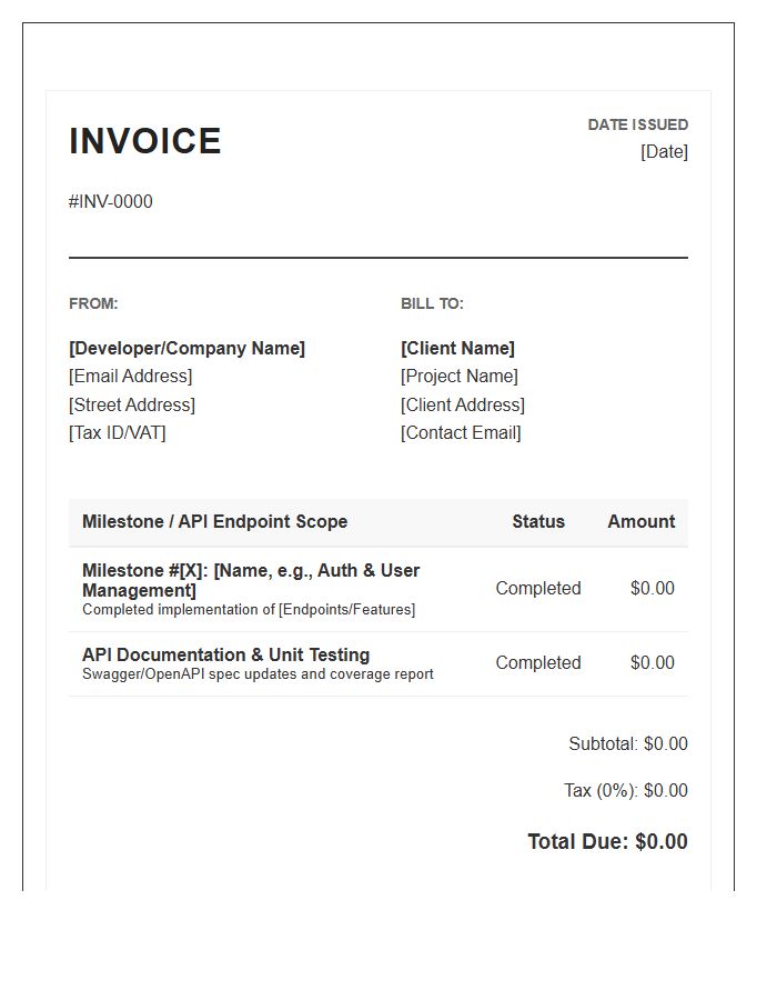 API Development Milestone Invoice Template