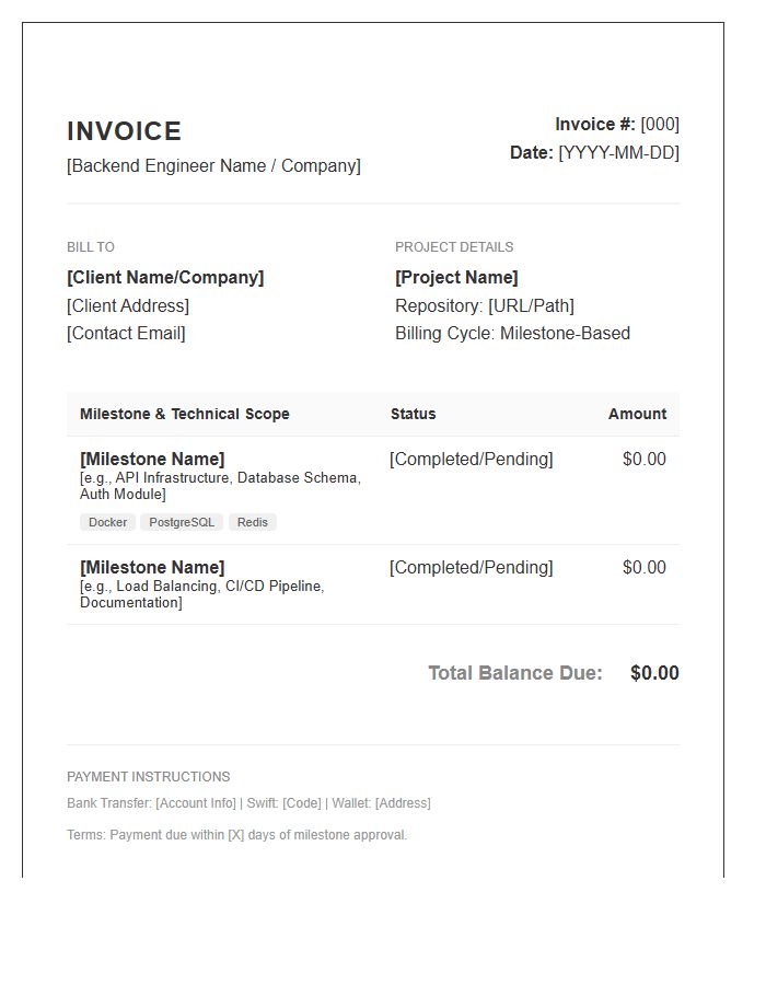 Backend Engineering Milestone Invoice Template