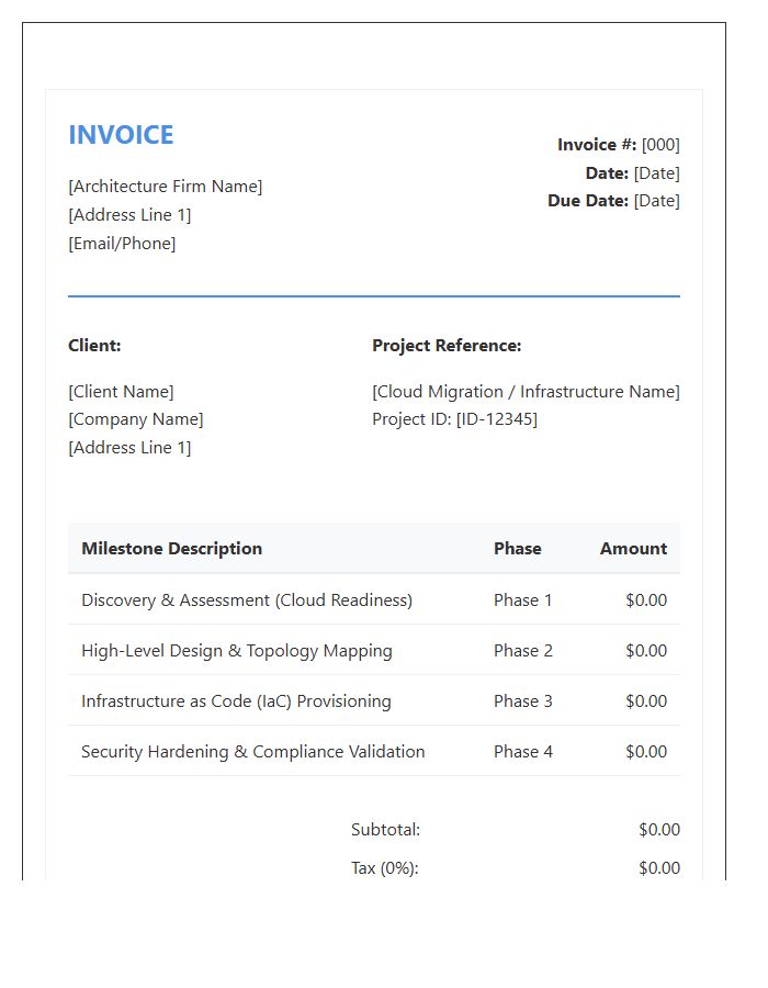 Cloud Architecture Milestone Invoice Template