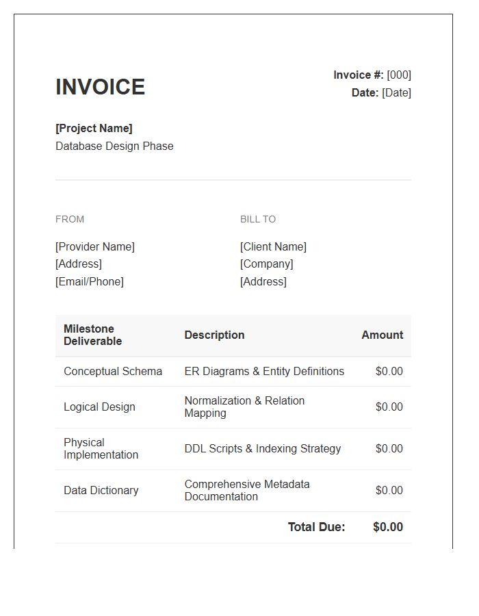 Database Design Milestone Invoice Template