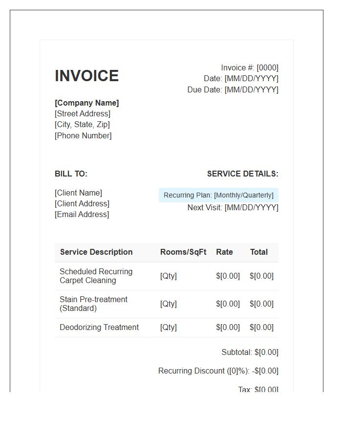 Recurring Carpet Cleaning Service Invoice Template
