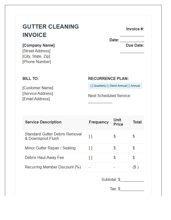 Recurring Gutter Cleaning Service Invoice Template