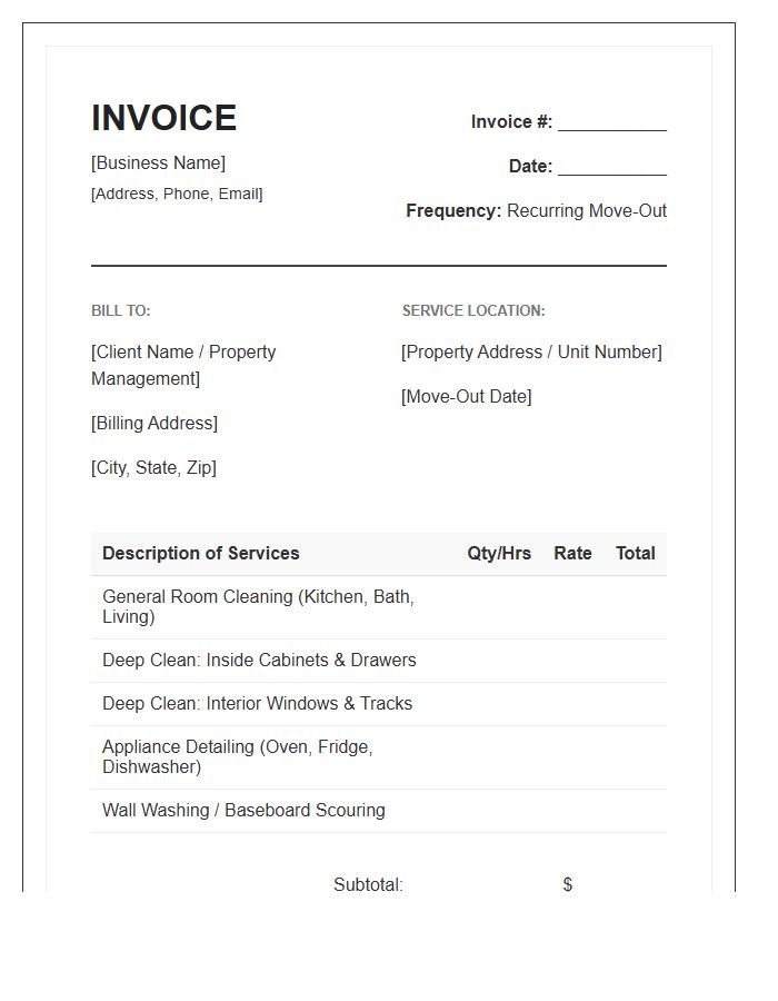 Recurring Move Out Cleaning Invoice Template