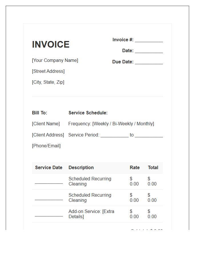 Scheduled Recurring Cleaning Service Invoice Template