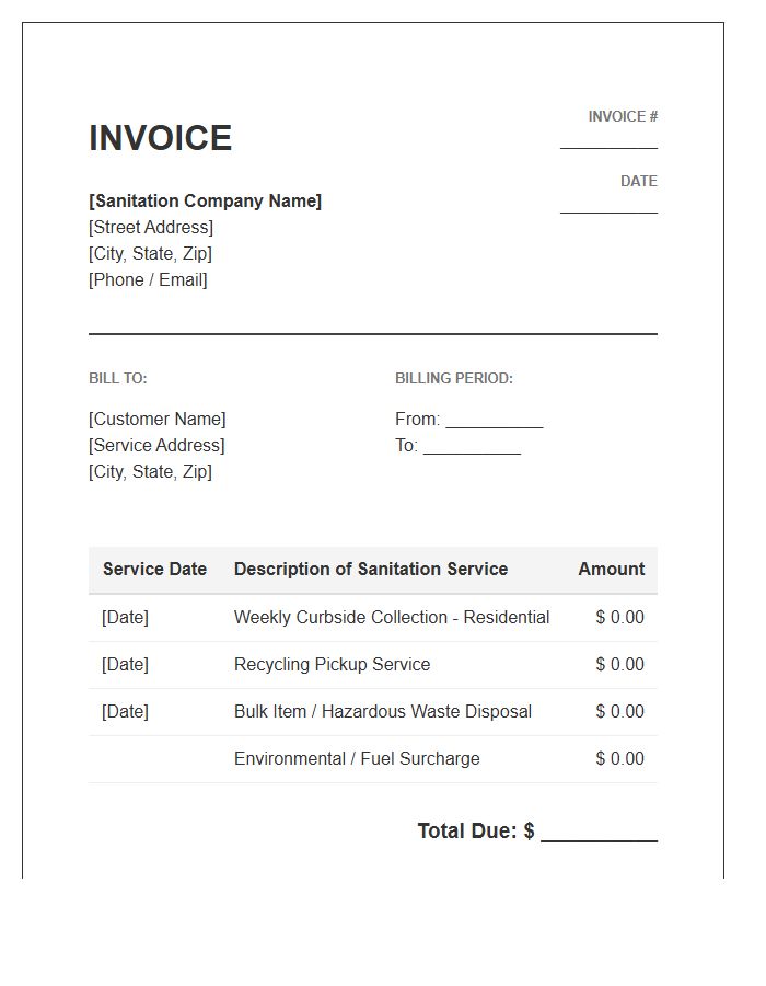 Weekly Sanitation Service Invoice Template