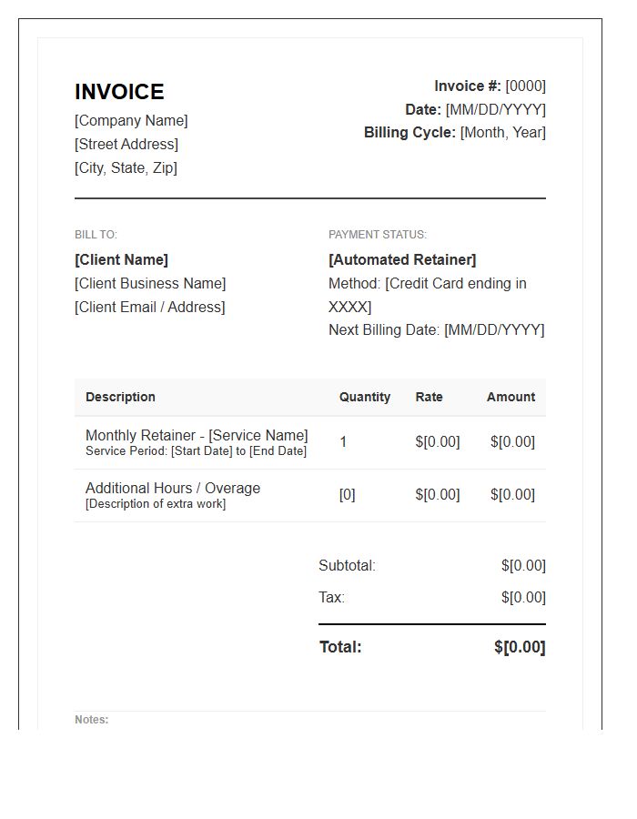 Automated Retainer Billing Invoice Template