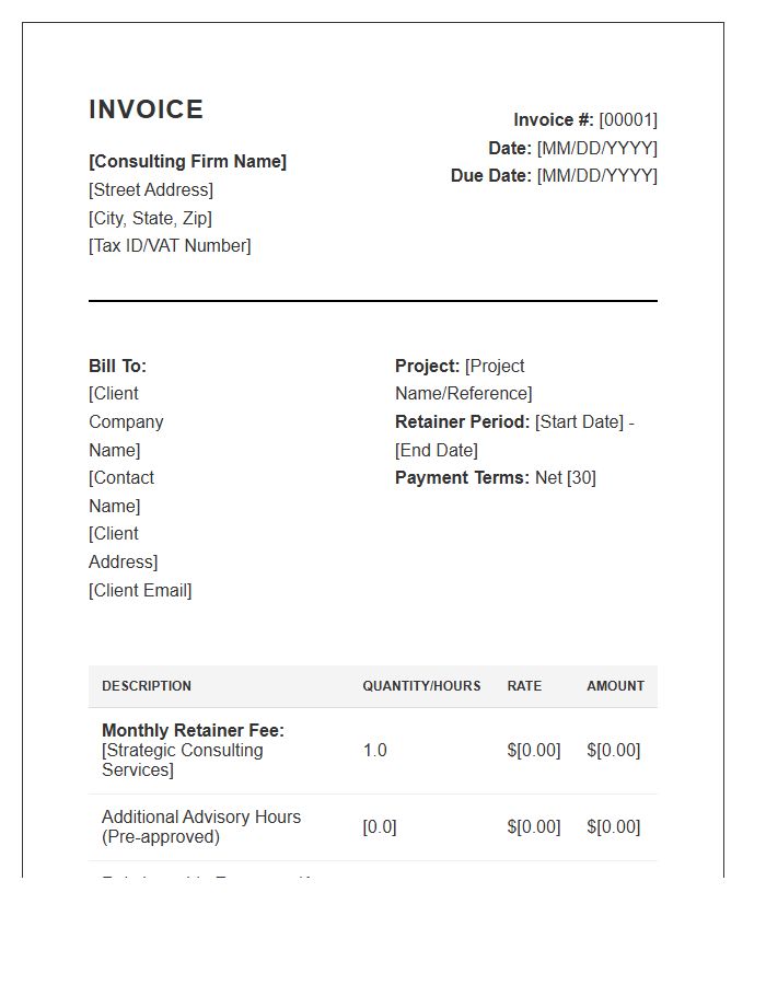 Enterprise Consulting Retainer Invoice Template
