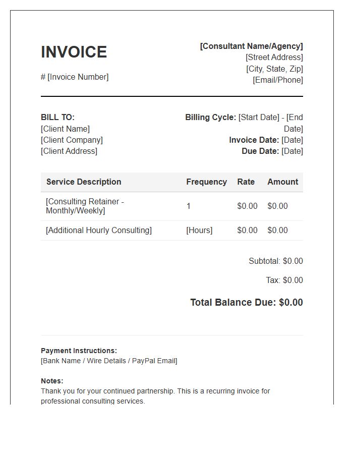 Recurring Consulting Fees Invoice Template