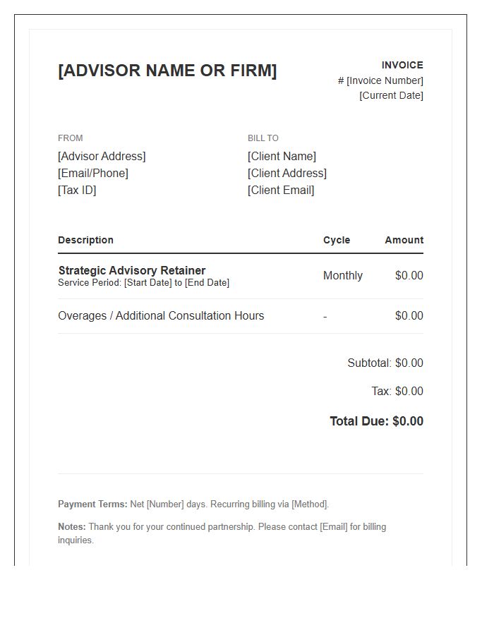 Recurring Retainer Invoice Template For Advisors
