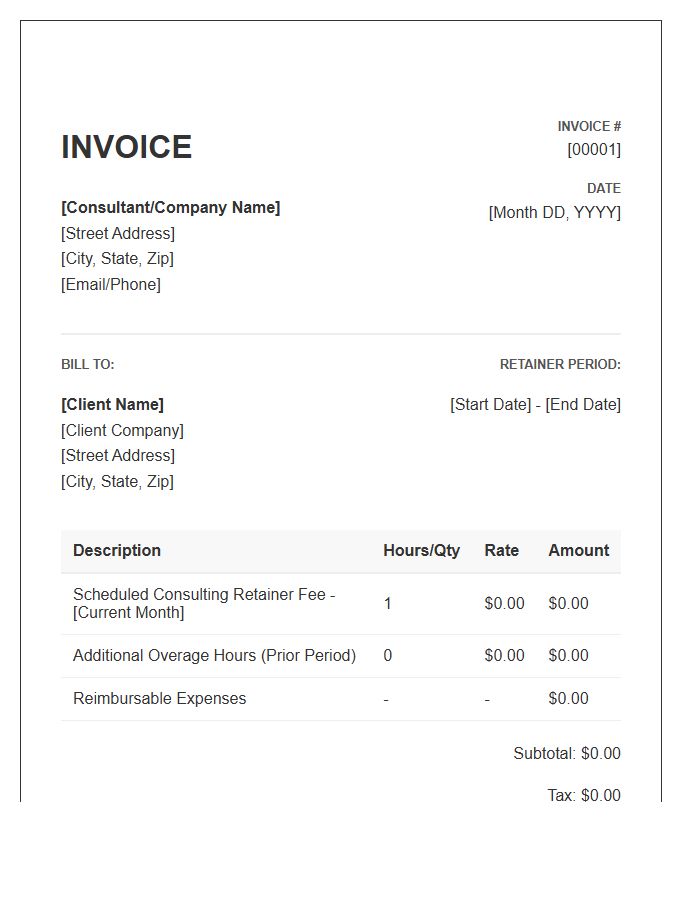 Scheduled Consulting Retainer Invoice Template
