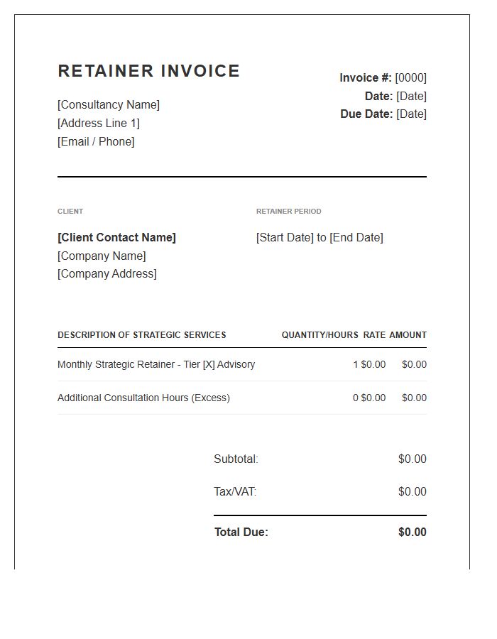 Strategic Consultant Retainer Invoice Template
