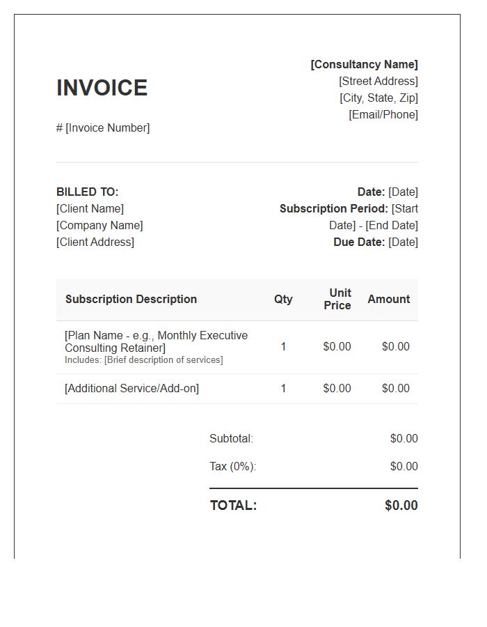 Subscription Based Consulting Invoice Template