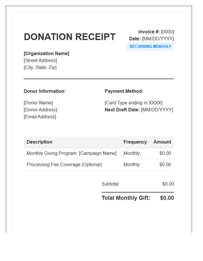 Automated Monthly Giving Recurring Invoice Template