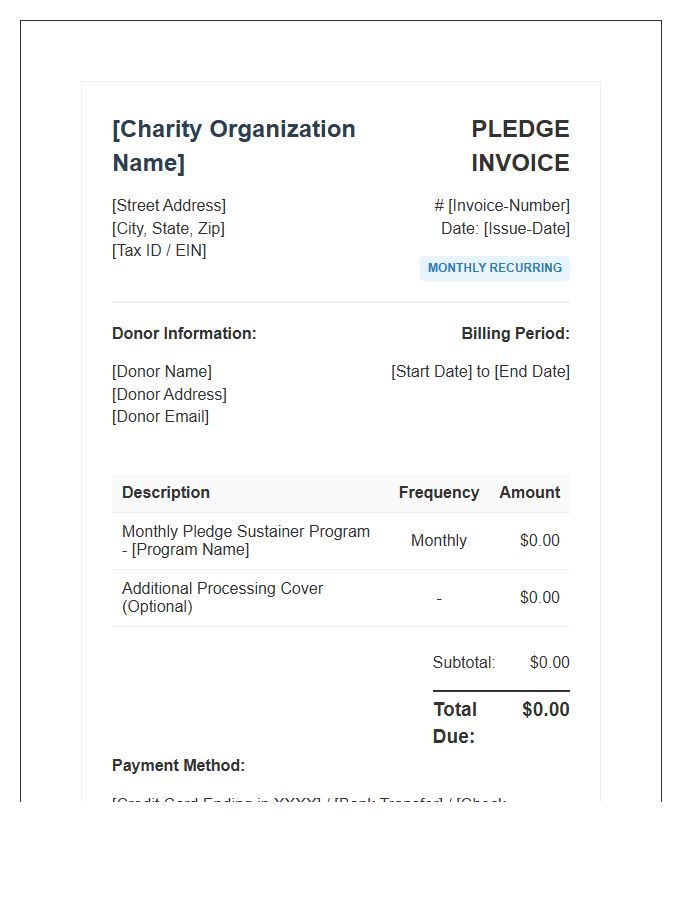Charity Monthly Pledge Recurring Invoice Template