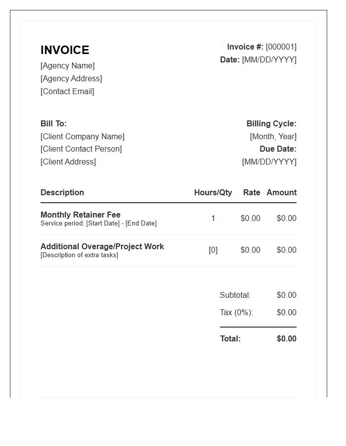 Recurring Agency Retainer Fee Invoice Template