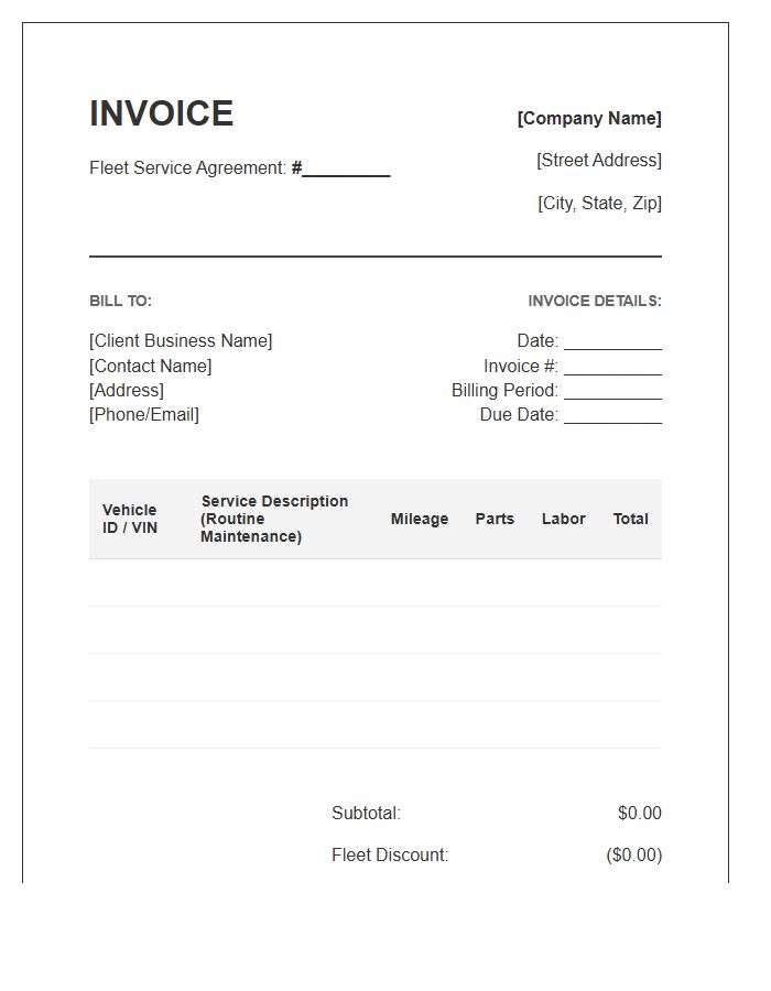 Recurring Vehicle Fleet Maintenance Invoice Template